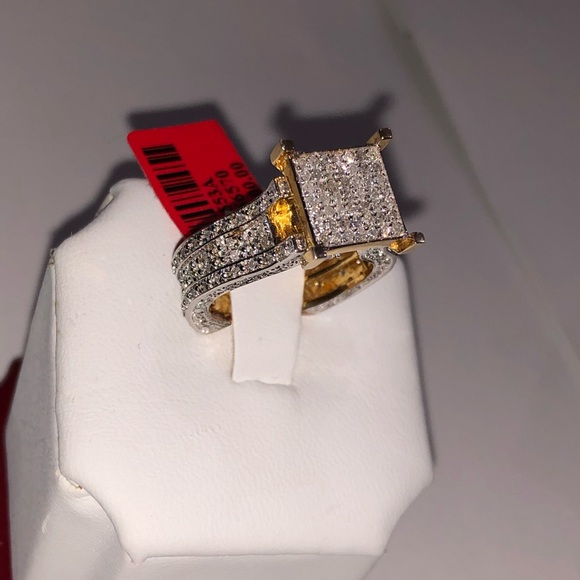 10k gold vermeil REAL Diamond stunning exclusive custom diamond ring not CZ wow! - Picture 9 of 9